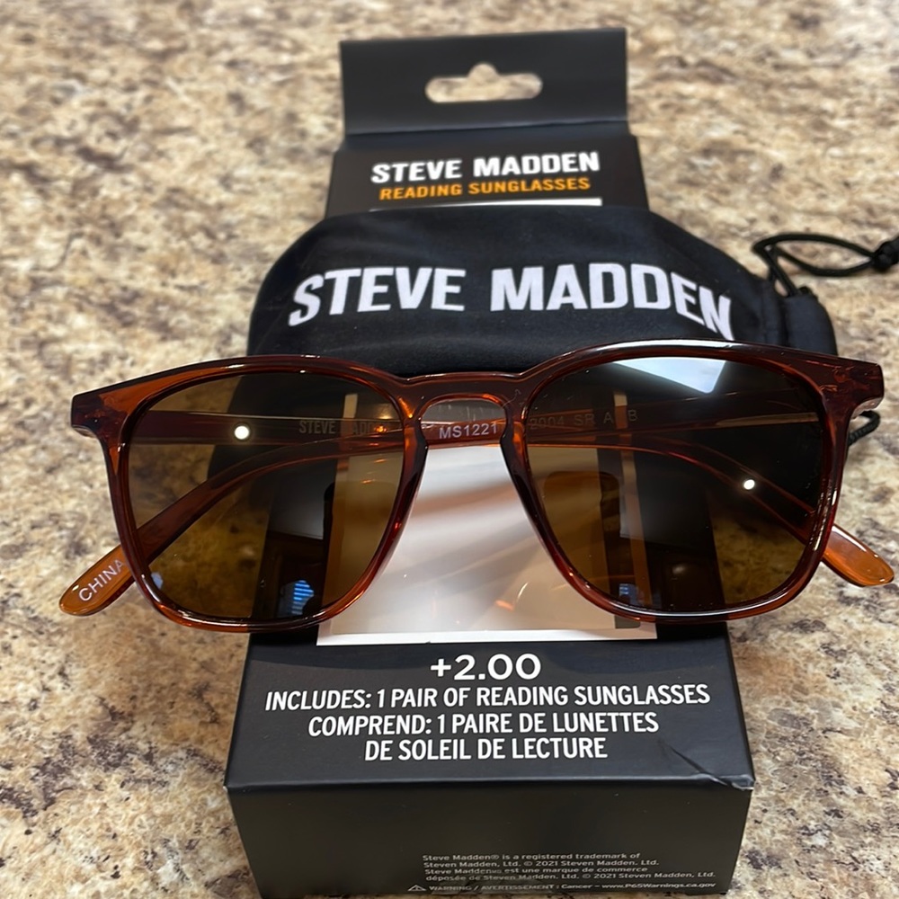 Steve Madden Reading Sunglasses. +2.00. Brown. 100% UVA-UVB Lens Protection  NEW